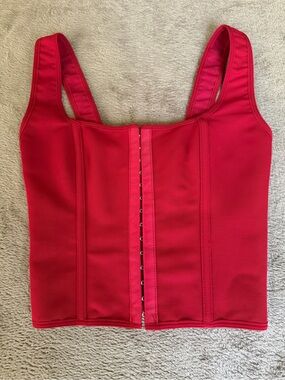 Vibrant Red Corset Style Crop Top - Size xs
